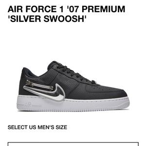 Nike Air Force 1 ‘07 PRM Low Zip Swoosh Black Sneakers (CW6558-001) Men’s 12.